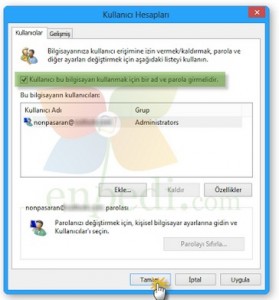 windows 8 netplwiz-tr